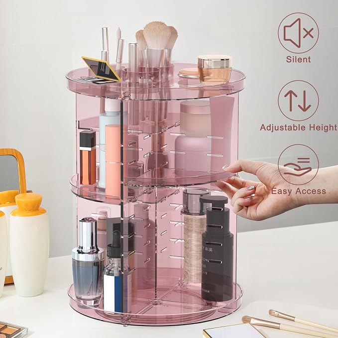 Rotating Makeup Organizer, DIY 8 Adjustable Layers 360 Spinning Skincare - Image 3