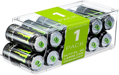 Soda Can Organizer for Refrigerator for Tall Cans of 16oz & 17oz, Stackable by Tidyyourlife