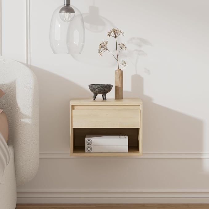 Mid Century Modern Floating Nightstand Set of 2, Wall Mounted End Table - Image 5