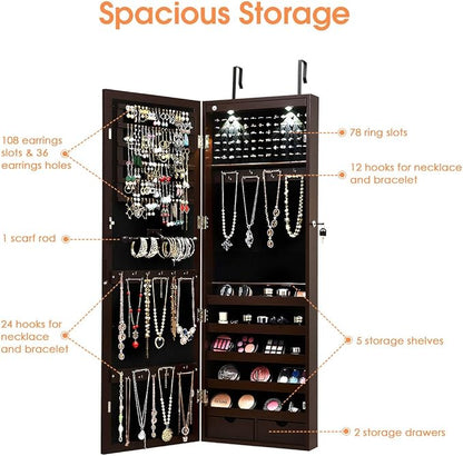 Giantex Jewelry Armoire Wall Door Mounted, Lockable Jewelry Cabinet - Image 3