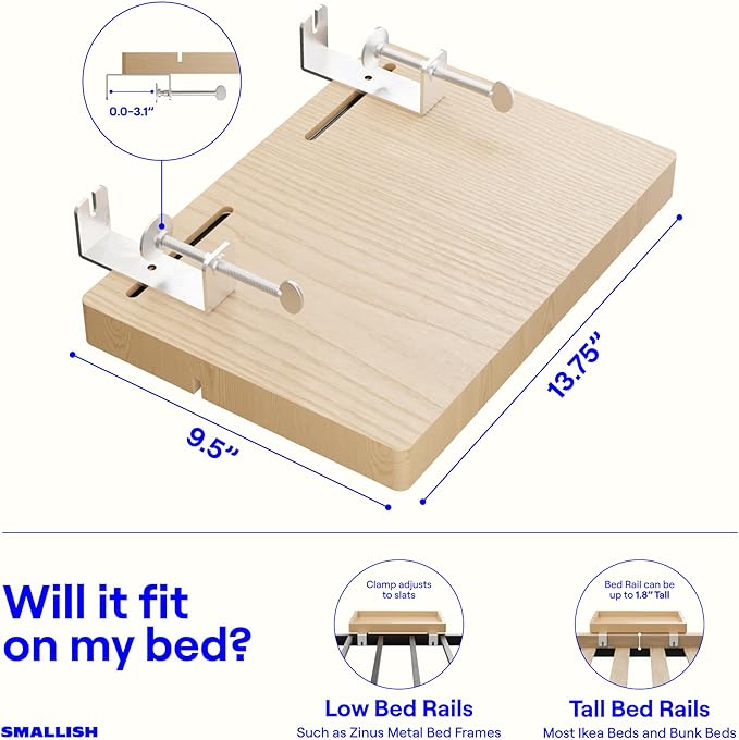 BedShelfie Wood Bedside Shelf for Bunk Bed & Top Bunk, College Dorm Room - Image 2