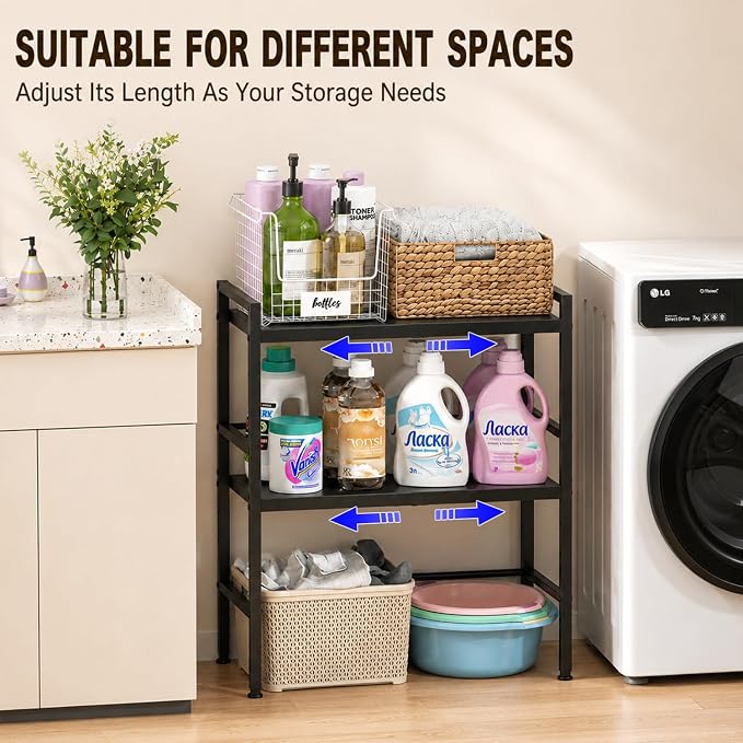 Expandable Metal Storage Shelves, 300 LBS Heavy Duty Metal Shelving Unit Rack - Image 6