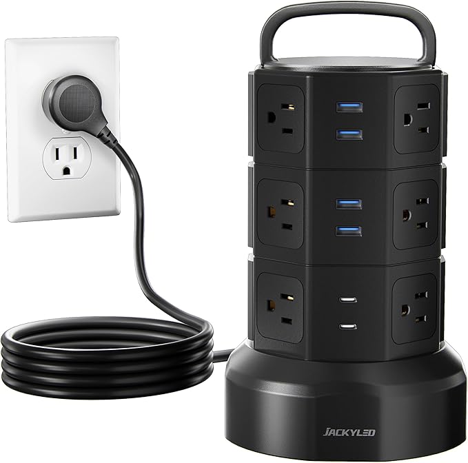 Power Strip Tower Surge Protector, JACKYLED 1625W 13A Outlet Surge Electric by JACKYLED