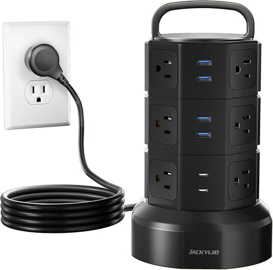 Power Strip Tower Surge Protector, JACKYLED 1625W 13A Outlet Surge Electric by JACKYLED