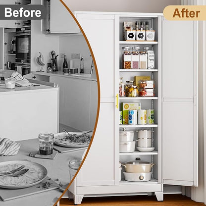 75" White Tall Metal Storage Cabinet - Image 8