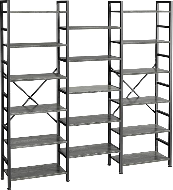 SUPERJARE Triple Bookshelf, Bookcase by SUPERJARE