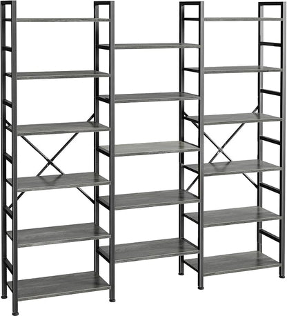 SUPERJARE Triple Bookshelf, Bookcase by SUPERJARE