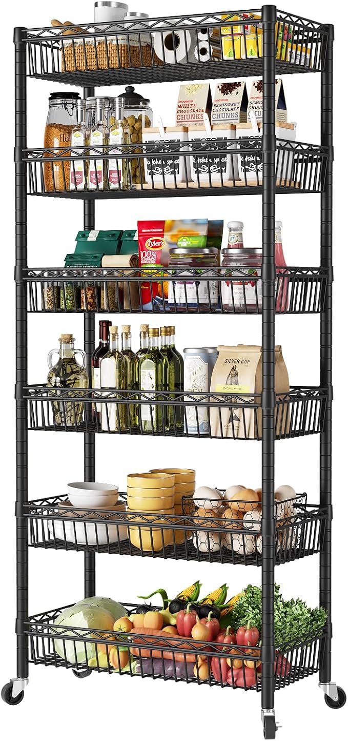 SINGAYE Shelf 6 Tier Wire Shelving Unit Adjustable Storage Shelves Big Basket by SINGAYE