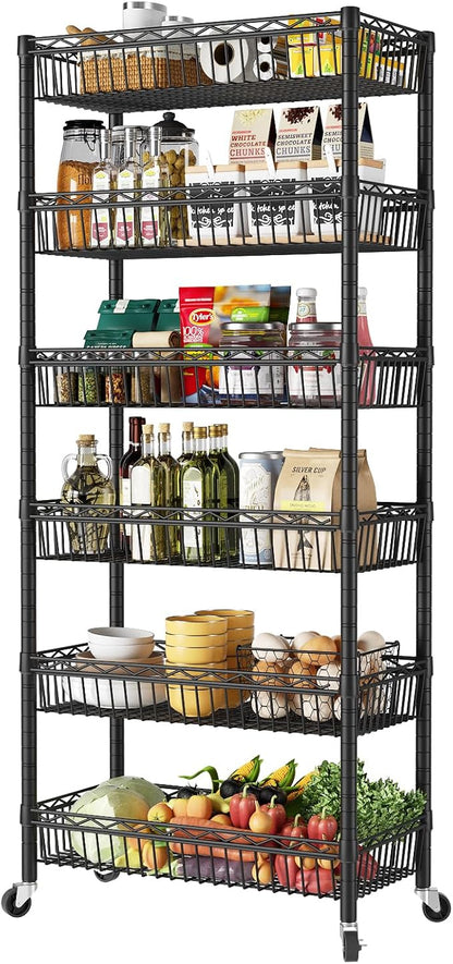 SINGAYE Shelf 6 Tier Wire Shelving Unit Adjustable Storage Shelves Big Basket by SINGAYE