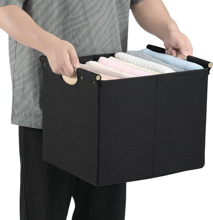 HOONEX Large Collapsible Storage Bins, Linen Fabric, Storage Baskets - Image 3