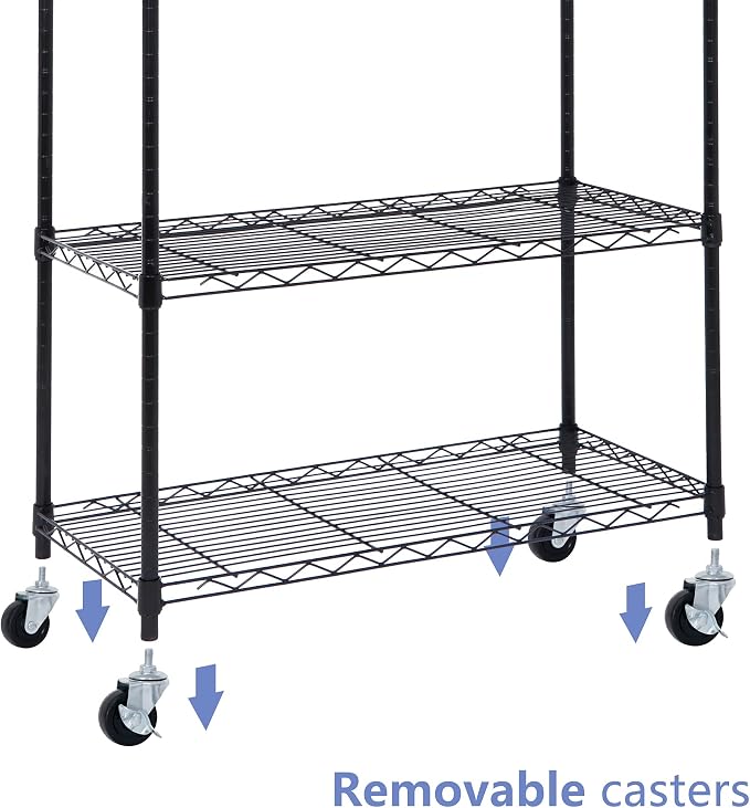 SUPER DEAL Black 5-Shelf Heavy Duty Storage Wire Shelving Unit - Image 5