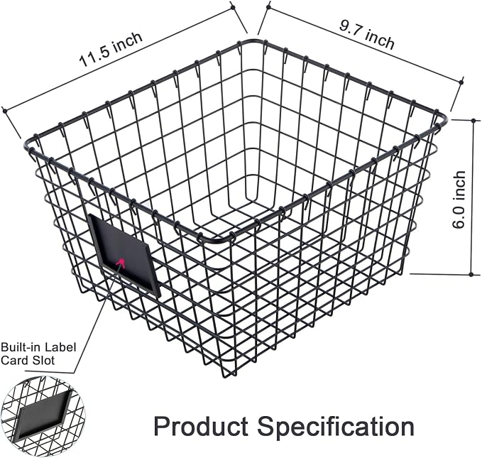 JUNCHU CHERRY 4 Pack【Large】 Wire Handmade Storage Basket - Image 3