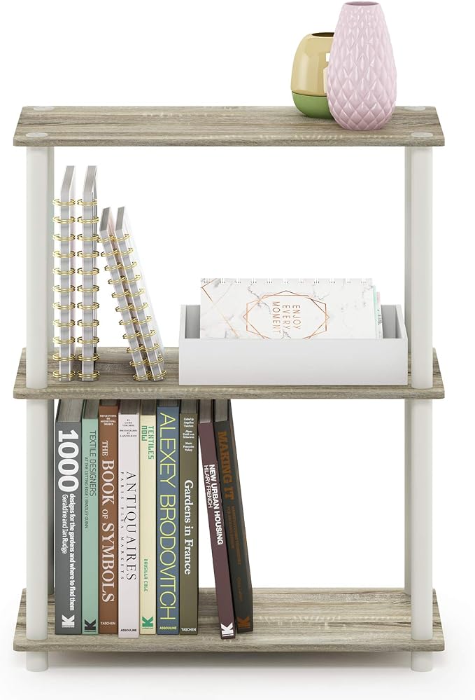 Furinno TURN-N-TUBE Storage Shelves, 3-Tier Book Shelf, Corner Shelf, Toolless - Image 3
