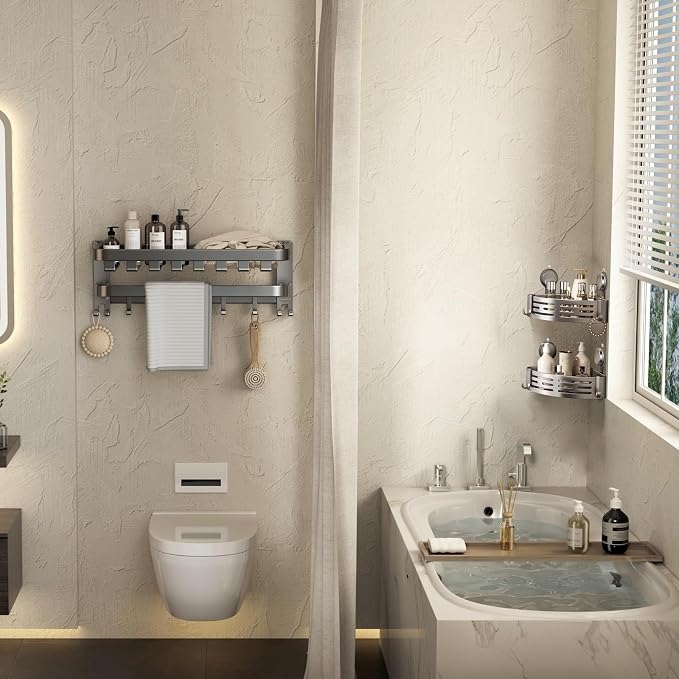 VOLPONE Shower Caddy Corner Suction Cup Shelf Corner No Drilling Bathroom - Image 2