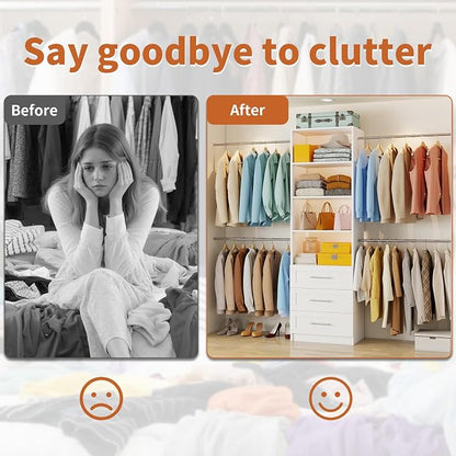 Closet System with 6 Drawers, 5-14FT Custom Closet Organizer System with 8 - Image 9