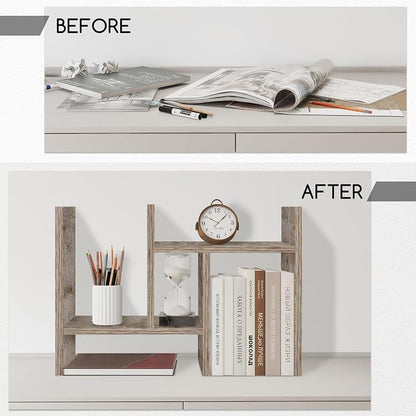 Jerry & Maggie Desktop Organizer Office Storage Rack Adjustable Wood Display - Image 3
