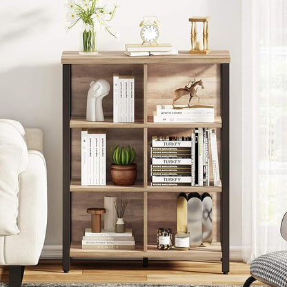 FATORRI 6 Cube Storage Organizer Shelf, Wood and Metal Cubby Bookcase, - Image 7