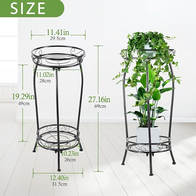 LOYAL TIGER Plant Stand Indoor Outdoor，Tall Black Metal Rustproof Stable Plant - Image 2