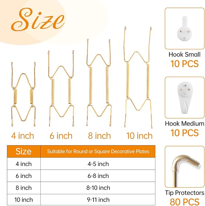 Bilillo 20 pcs Plate Hangers for The Wall, 4/6/8/10 Inch Invisible Decorative - Image 2