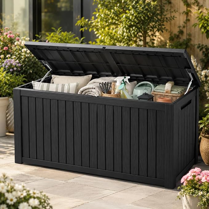 270 Gallon Extra Large Deck Box Outdoor, Resin Storage Box Outdoor Waterproof - Image 11