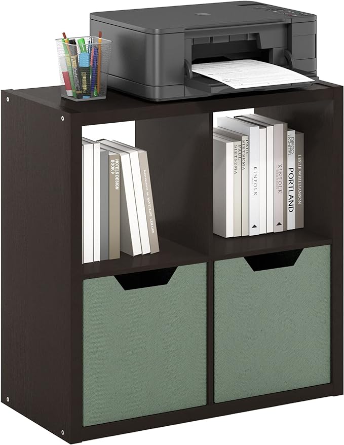 Furinno Cubicle Book Shelf, 4-Cube Bookshelf, Extra Thick Frame Reversible - Image 7