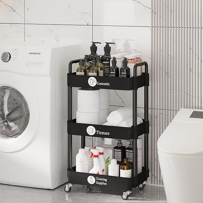 Laiensia 3-Tier Storage Carts, Mobile Shelving Unit Cart - Image 8