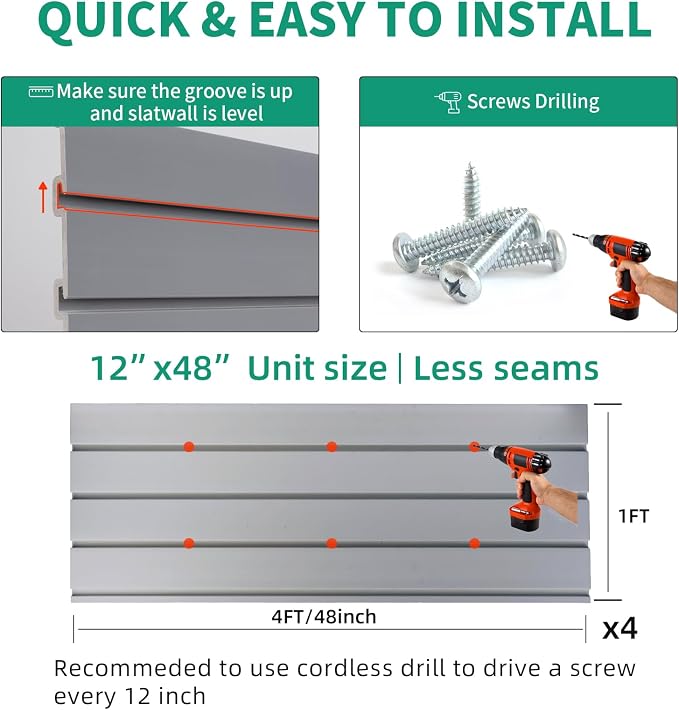 Slat Wall Paneling Garage Slat Wall Storage Systems, Slatwall Panels 4x4 ft - Image 5