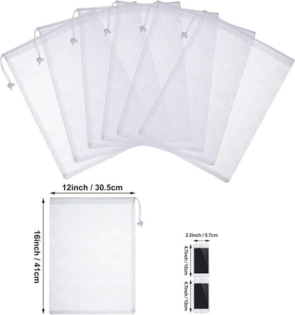 TecUnite 10 Pcs Mesh Bags Drawstring Laundry Bags Large Nylon Mesh Gift - Image 2