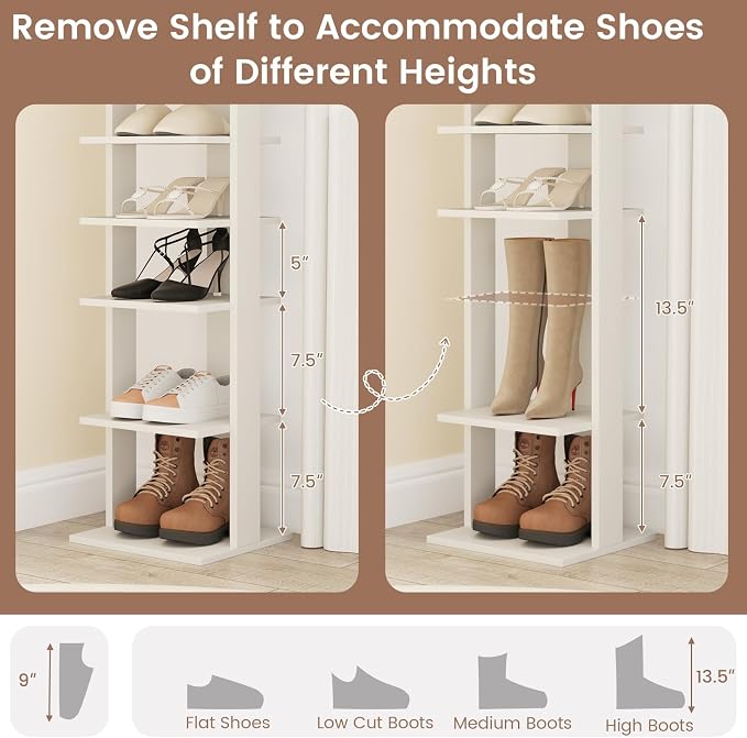 Tangkula 8-Tier Vertical Shoe Rack, Space-Saving Corner Shoe Organizer - Image 5