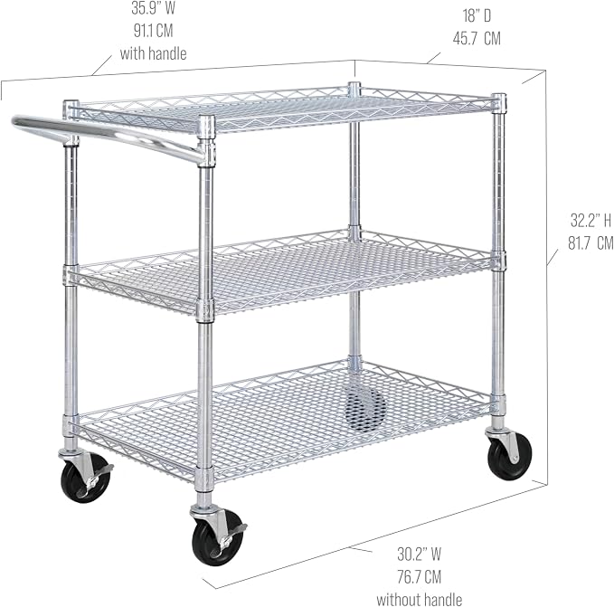 Seville Classics UltraDurable NSF Commercial Heavy Duty Metal Rolling Utility - Image 5