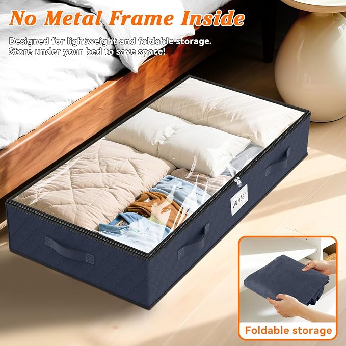 SpaceWhisper 90L Under Bed Storage Containers, Foldable Closet Organizers and - Image 4