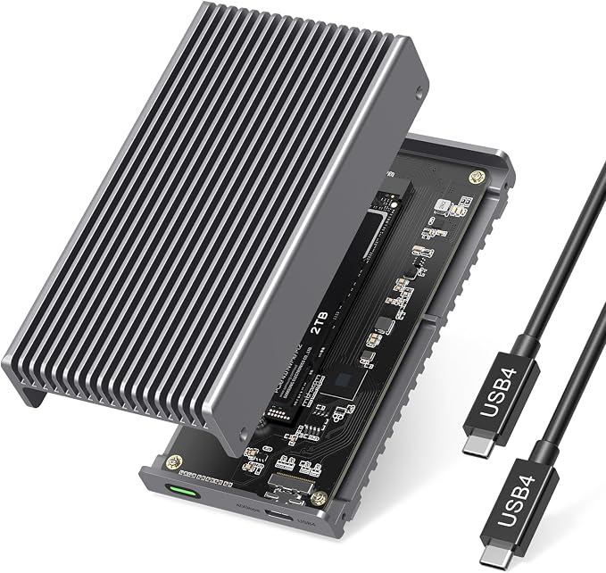 Noiseless 40Gbps M.2 NVMe Enclosure, USB C Aluminum External SSD Enclosure by GEWOKLIY