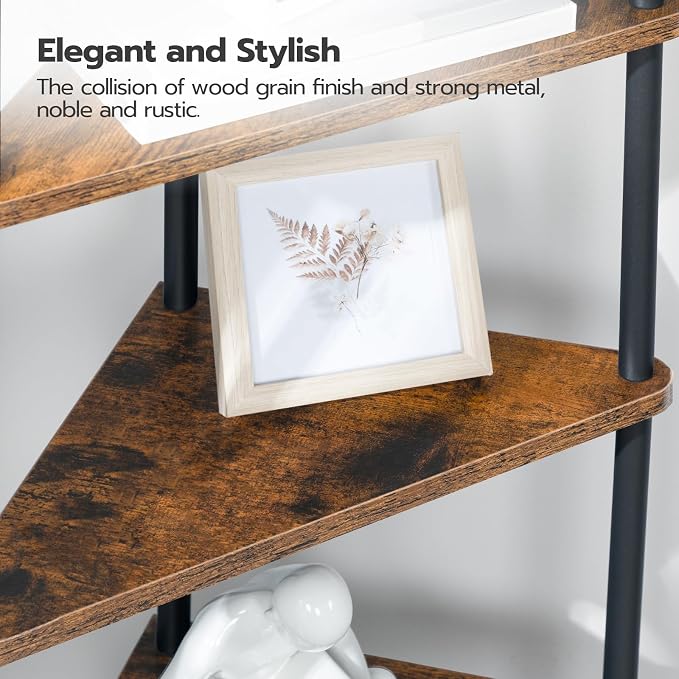 HOOBRO Corner Shelf Stand, Industrial 6-Tier Wall Corner Bookshelf - Image 9
