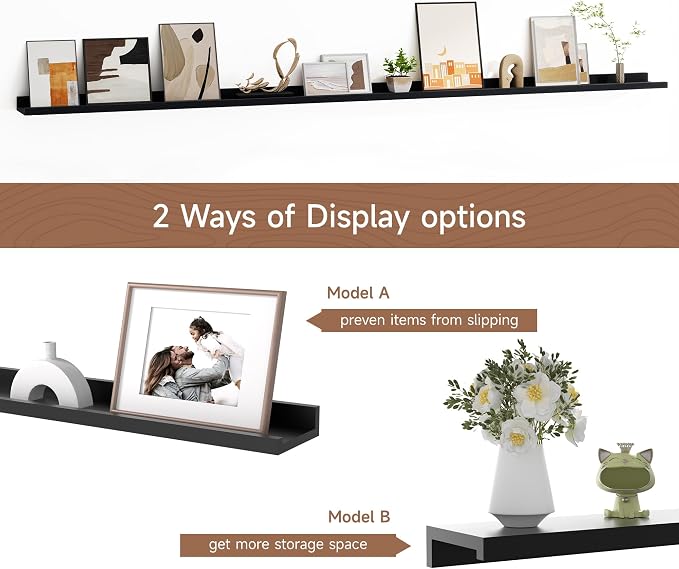Floating Picture Ledge Shelves for Wall Set of 2, 84 Inches Picture Ledge Shelf - Image 6