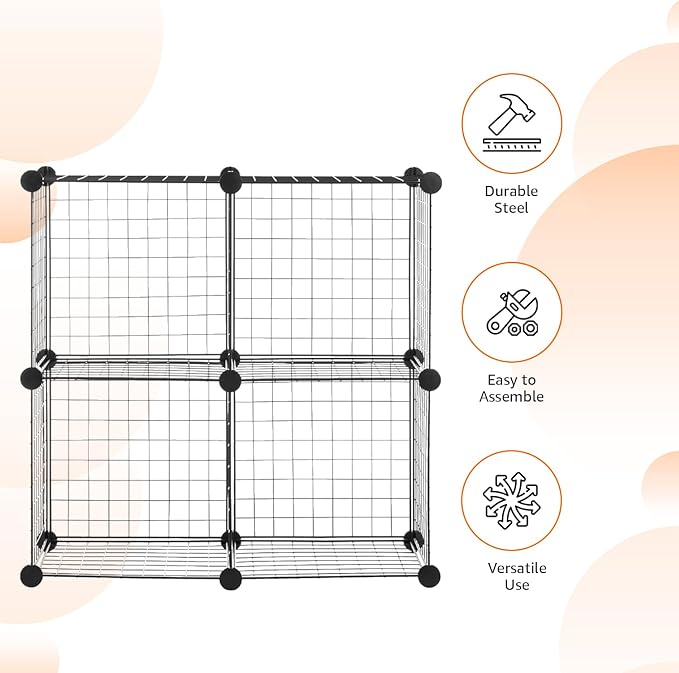 Amazon Basics 4 Cube Wire Grid Storage Organizer, Closet Organizer and Shelves - Image 5
