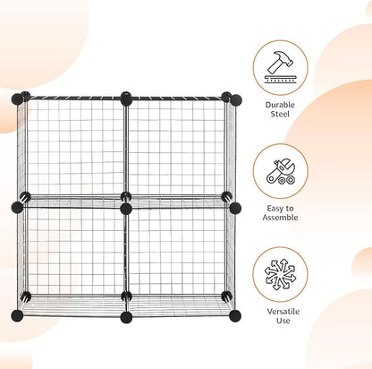 Amazon Basics 4 Cube Wire Grid Storage Organizer, Closet Organizer and Shelves - Image 5