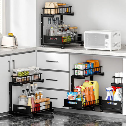 Under Sink Organizer, 2-Tier Pull Out Cabinet Drawer - Image 3