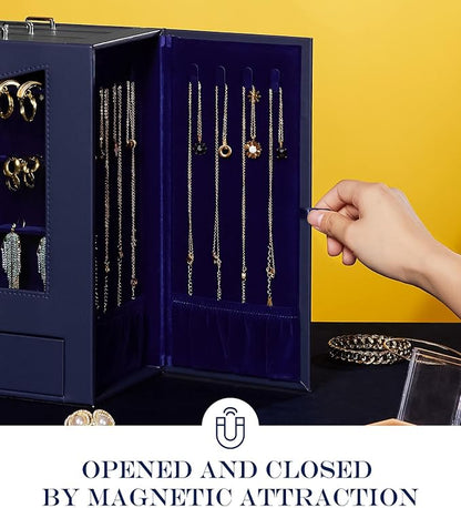 Homde Jewelry Organizer with Transparent Window Necklace Hooks Gift - Image 4