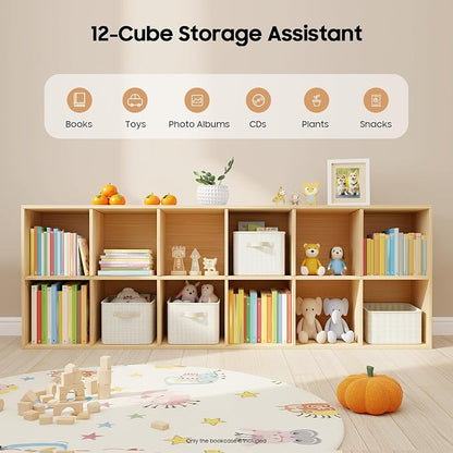12 Cube Storage Shelf, 2-Tier Solid Wood Cube Storage Organizer, Vertical or - Image 3