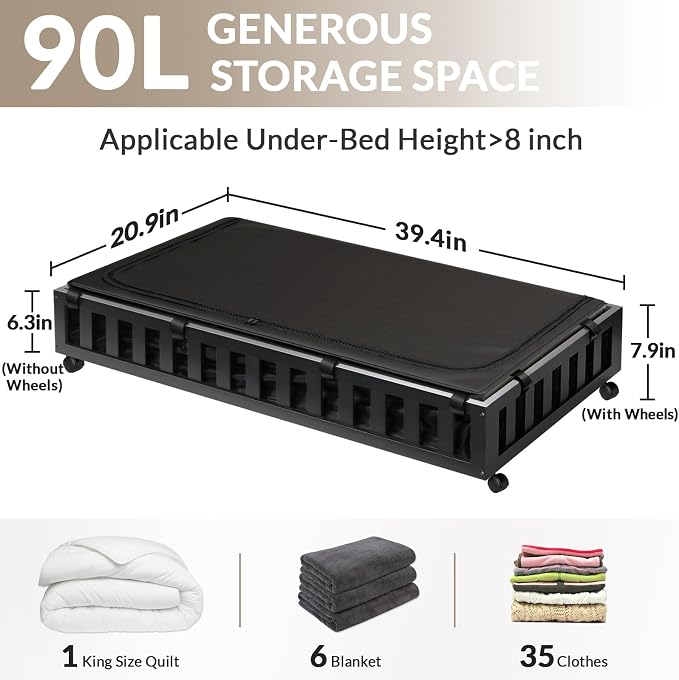 2 Pack Bamboo Under Bed Storage - Image 2