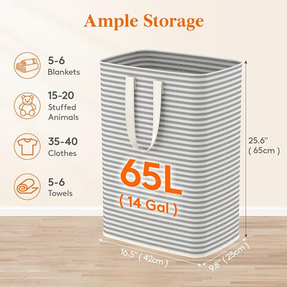 Lifewit 65L Large Collapsible Laundry Hamper, Tall Foldable Dirty Clothes - Image 2