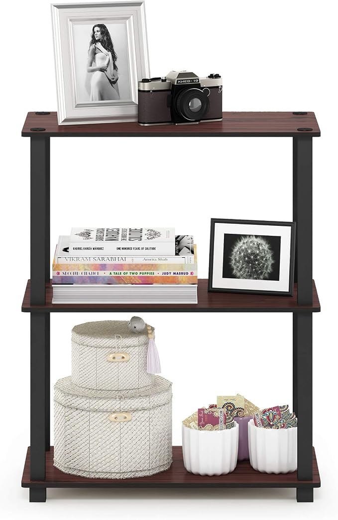 Furinno TURN-S-TUBE Storage Shelves, 3-Tier Book Shelf, Corner Shelf, Toolless - Image 4