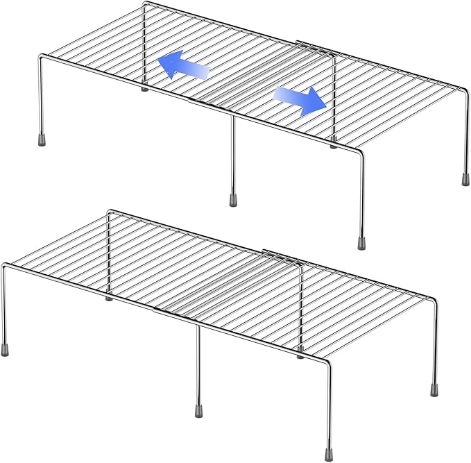 Redrubbit Cabinet Storage Shelf Rack, 4 Piece Expandable Metal Rustproof by Redrubbit