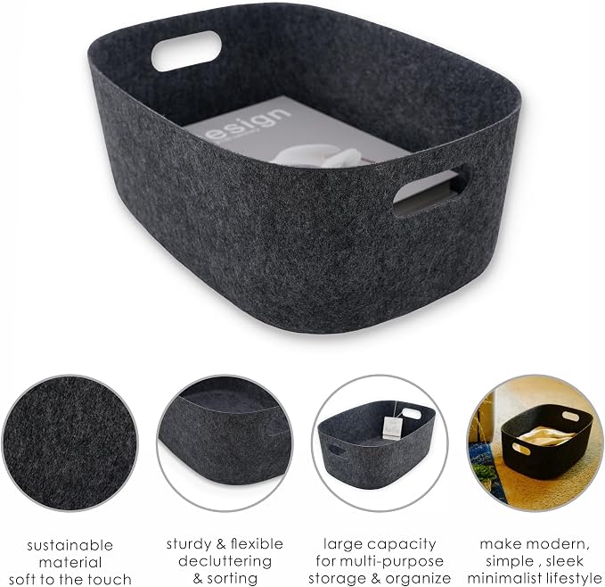 Welaxy Large Storage Basket Felt Open Desk Organize bin Shelf Box - Image 6
