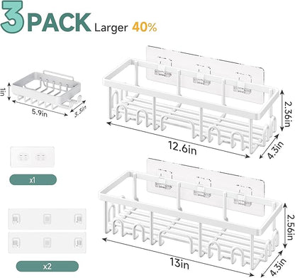 Veken Shower Caddy 3-Pack, Advanced Rustproof Design, No Drilling Adhesive - Image 5