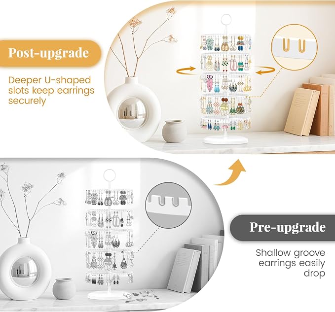 EsLuker.ly Earring Holder Organizer Rotating Stud Display Tree Rack, 5 Tier | - Image 3