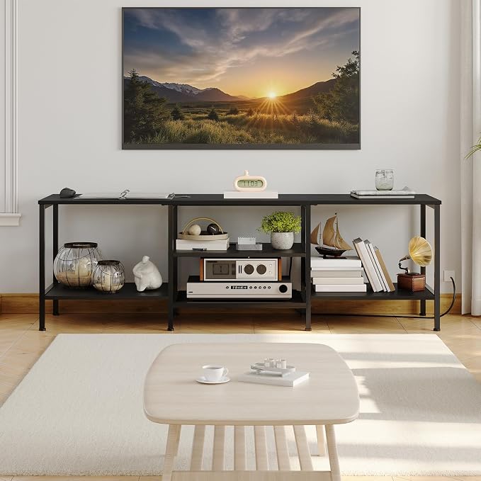 HOOBRO TV Stand with Power Outlets to 75 Inches, TV Console Table with Open - Image 2