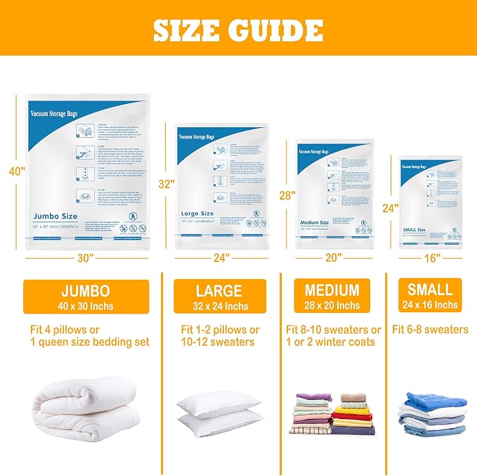 Vacuum Storage Bags, Small Space Saver Sealer Bags, Airtight Compression Bags - Image 7