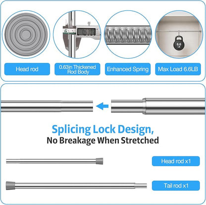 2 Pack Spring Tension Rod, Adjustable 26-39 Inch No Drill, Fits Windows Kitchen - Image 4