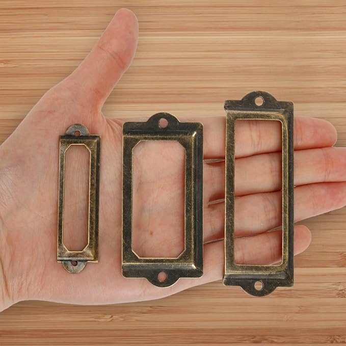 60 Pcs Office Library File Drawer Cabinet Card Tag Label Holder Metal Frame - Image 4